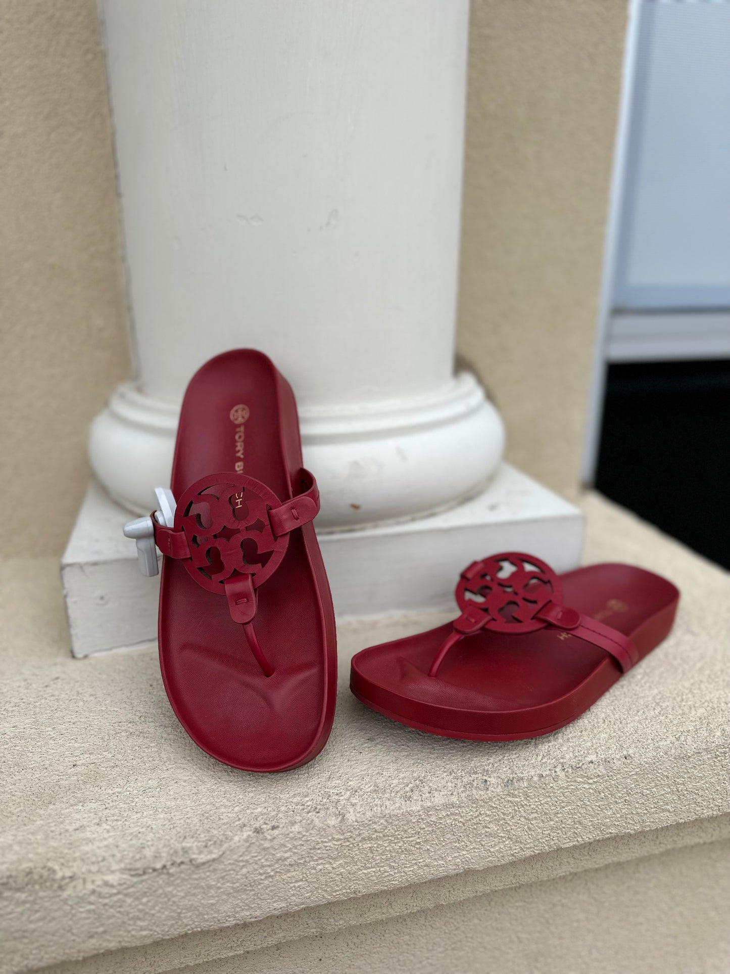 Tory Burch red Miller cloud sandals size 10