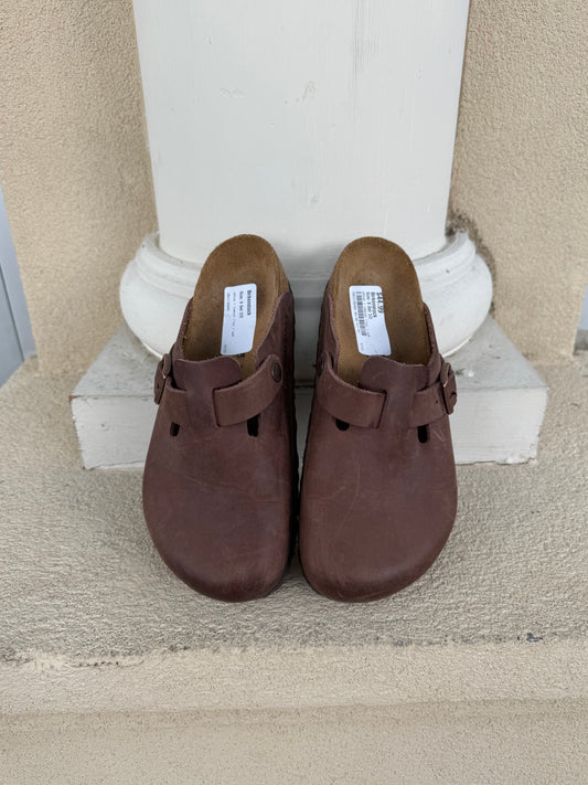 Birkenstock boston brown leather mules size women’s 6/37