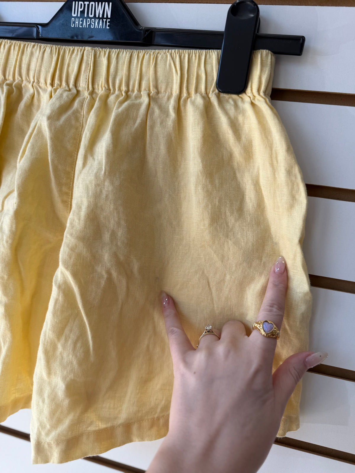 Parke yellow linen shorts size small (small flaw on back)