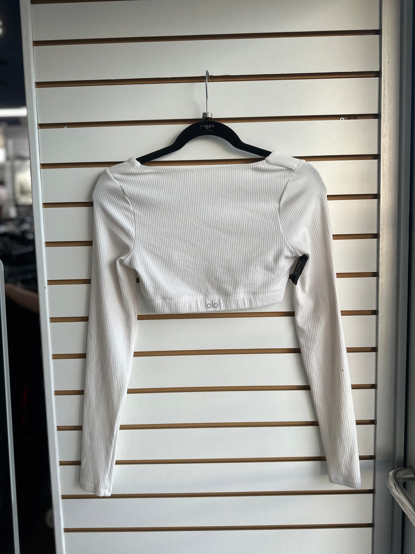 ALO Yoga white ribbed crop long sleeve