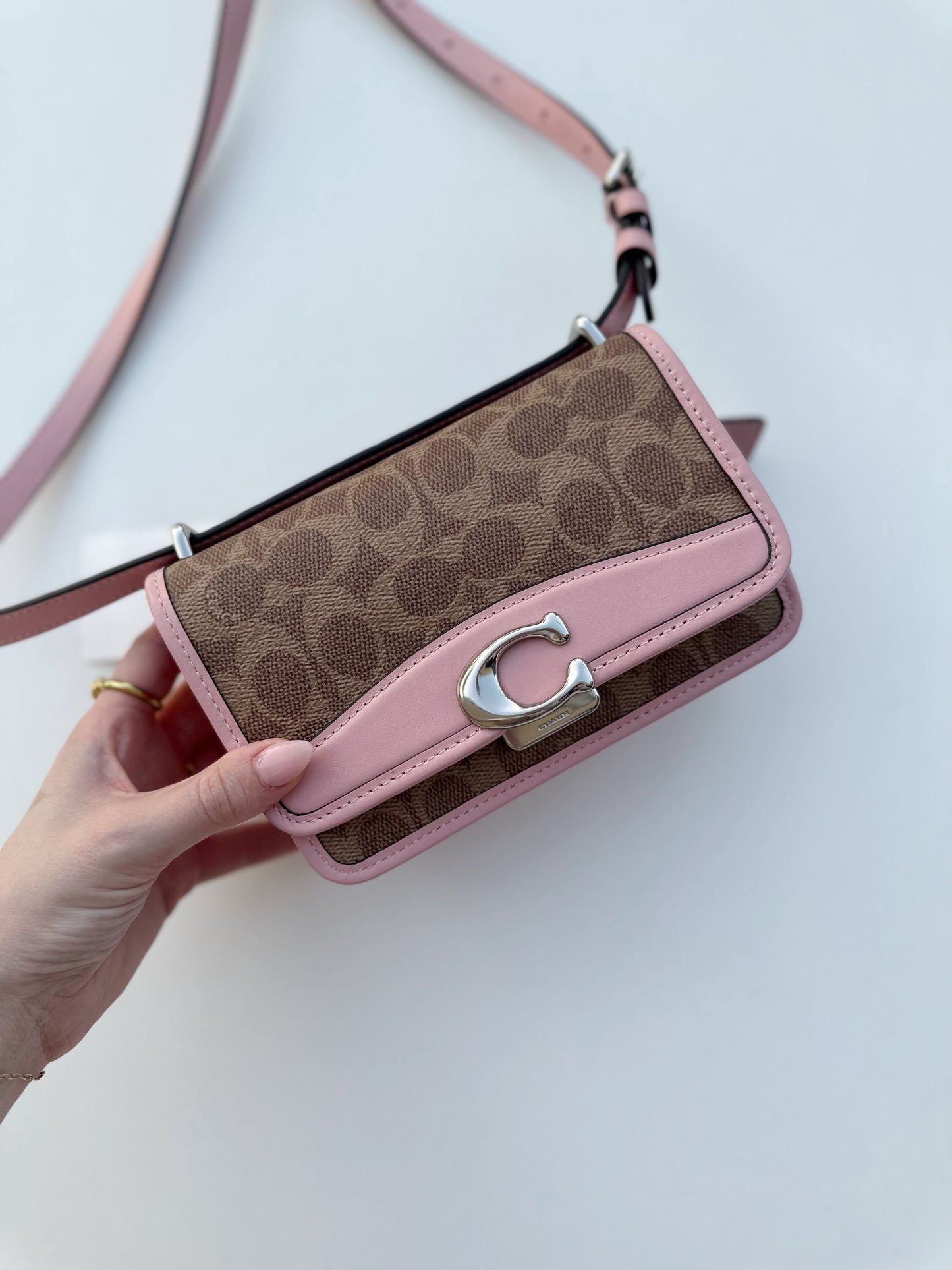 Coach Bandit pink/signature colorblock crossbody bag