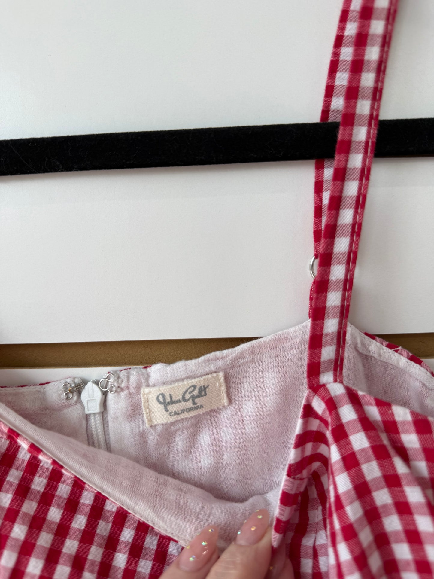 John Galt red gingham print dress (one size, best fit small)