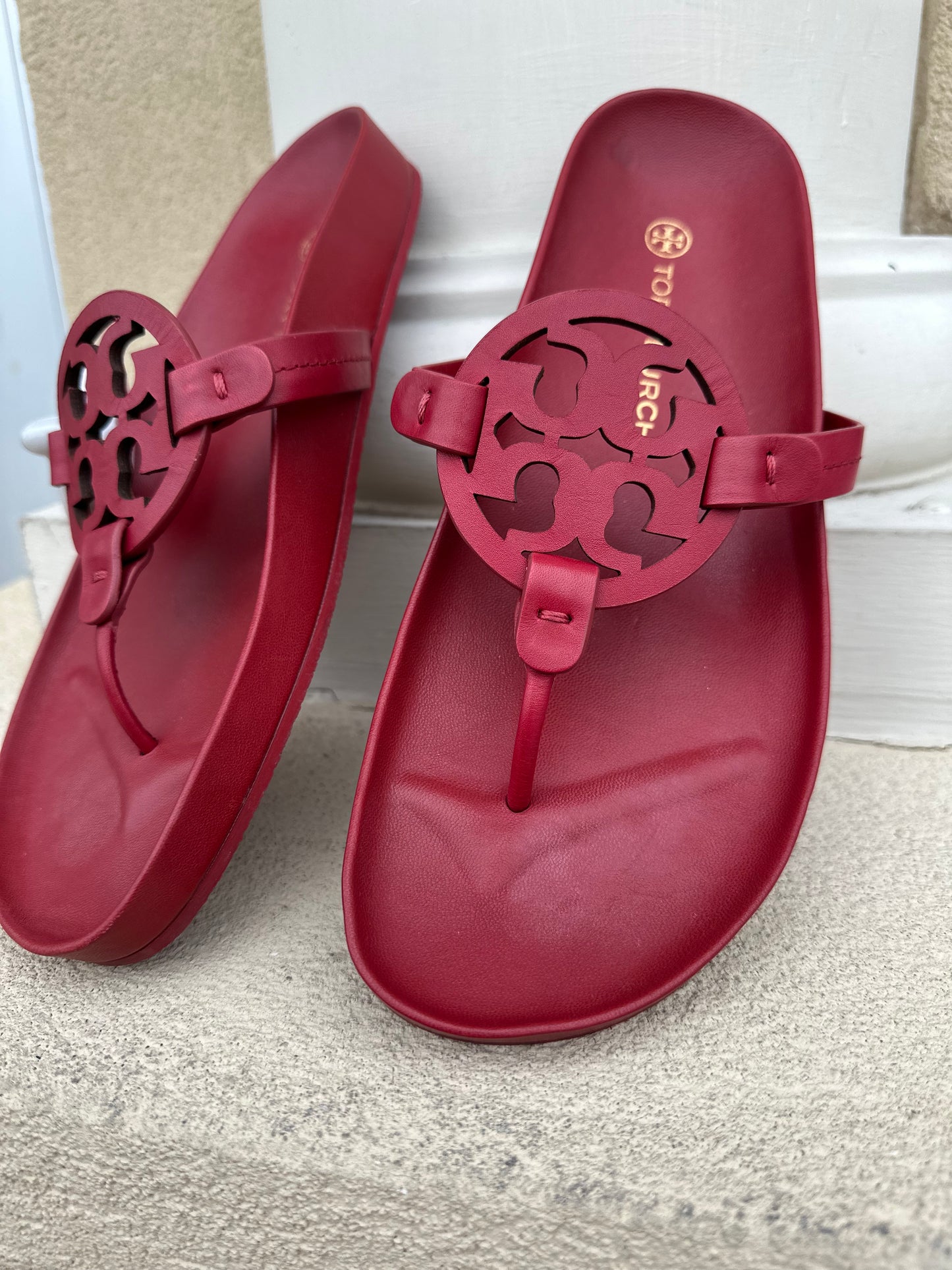 Tory Burch red Miller cloud sandals size 10