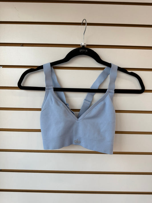 ALO Yoga light blue sports bra clasp closure size medium (small spot on inside)