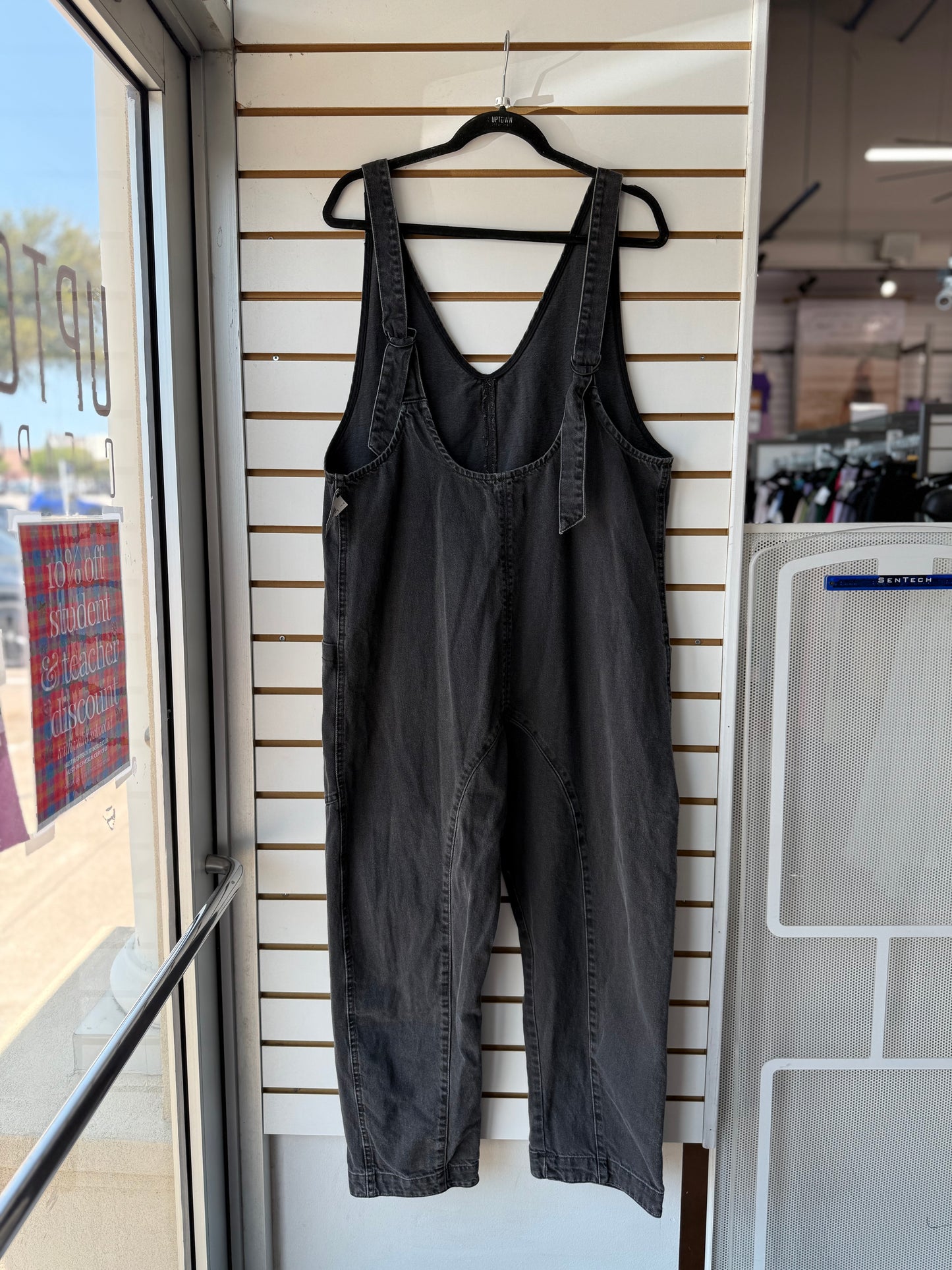 We the Free High Roller charcoal denim jumpsuit size medium