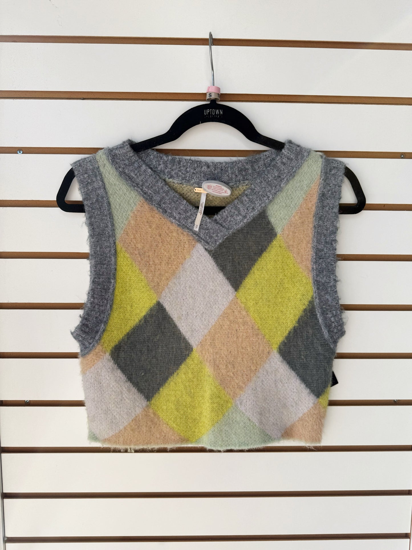Free People Quinn argyle sweater vest Small