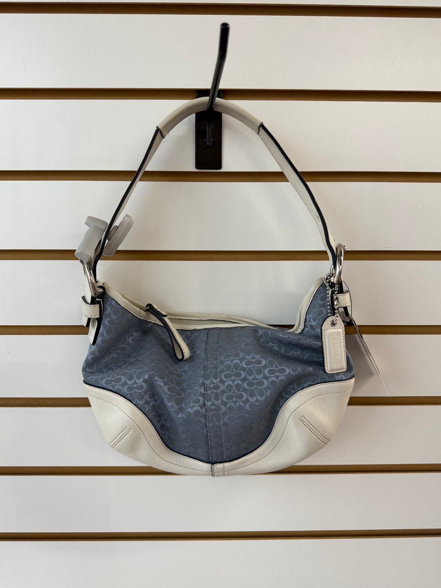 Vintage Coach soho signature blue and white shoulder bag (shows wear- see photos)