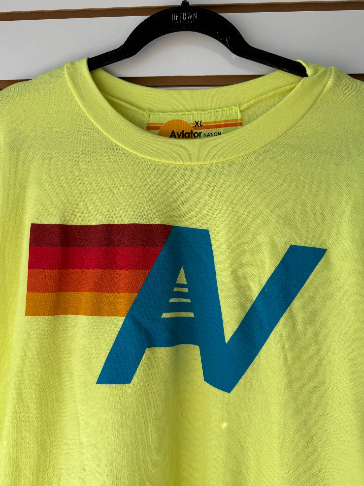Aviator Nation yellow logo pullover size XL (small flaw on back)