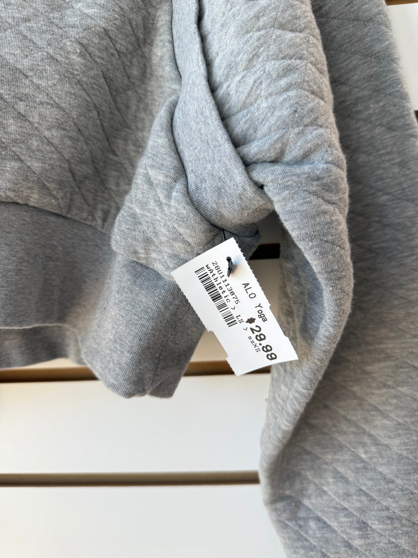 ALO Yoga cropped gray quilted boxing top sz XS