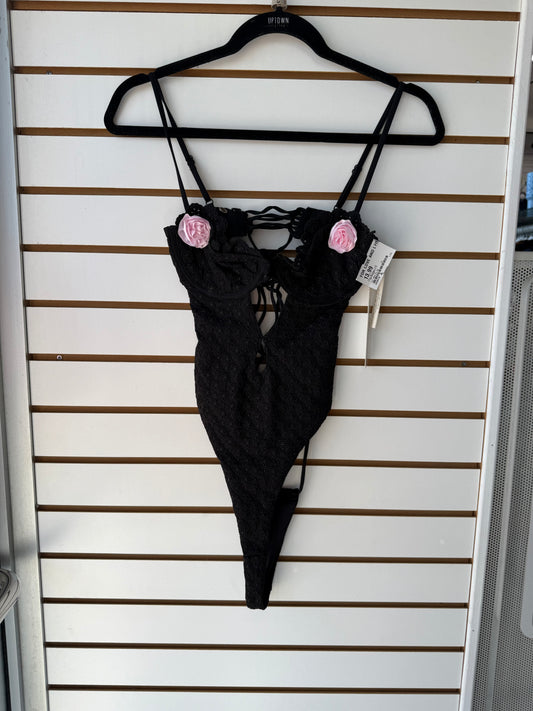 NWT For Love & Lemons black flower bodysuit size S