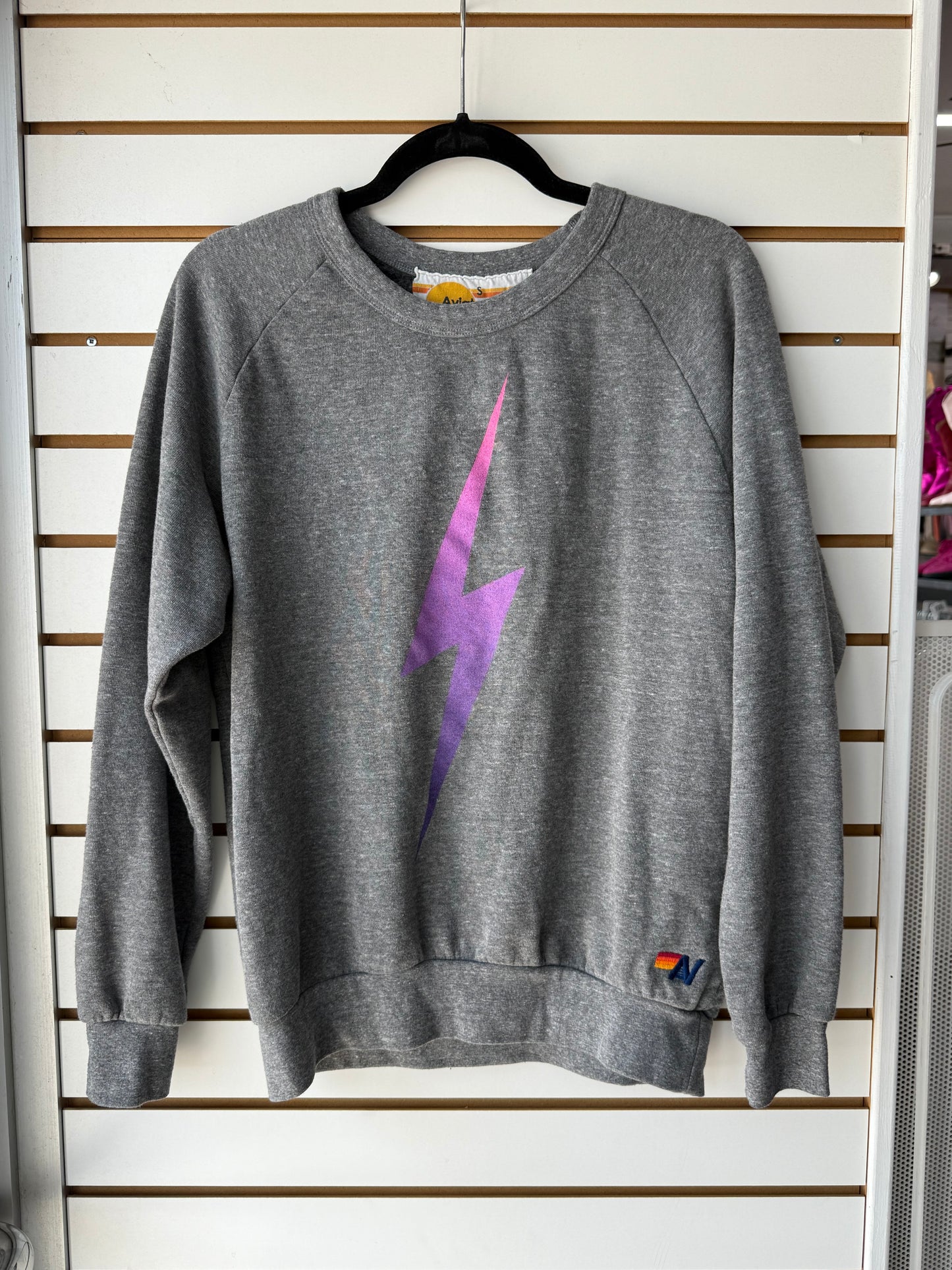 Aviator Nation gray lightning bolt pullover size small