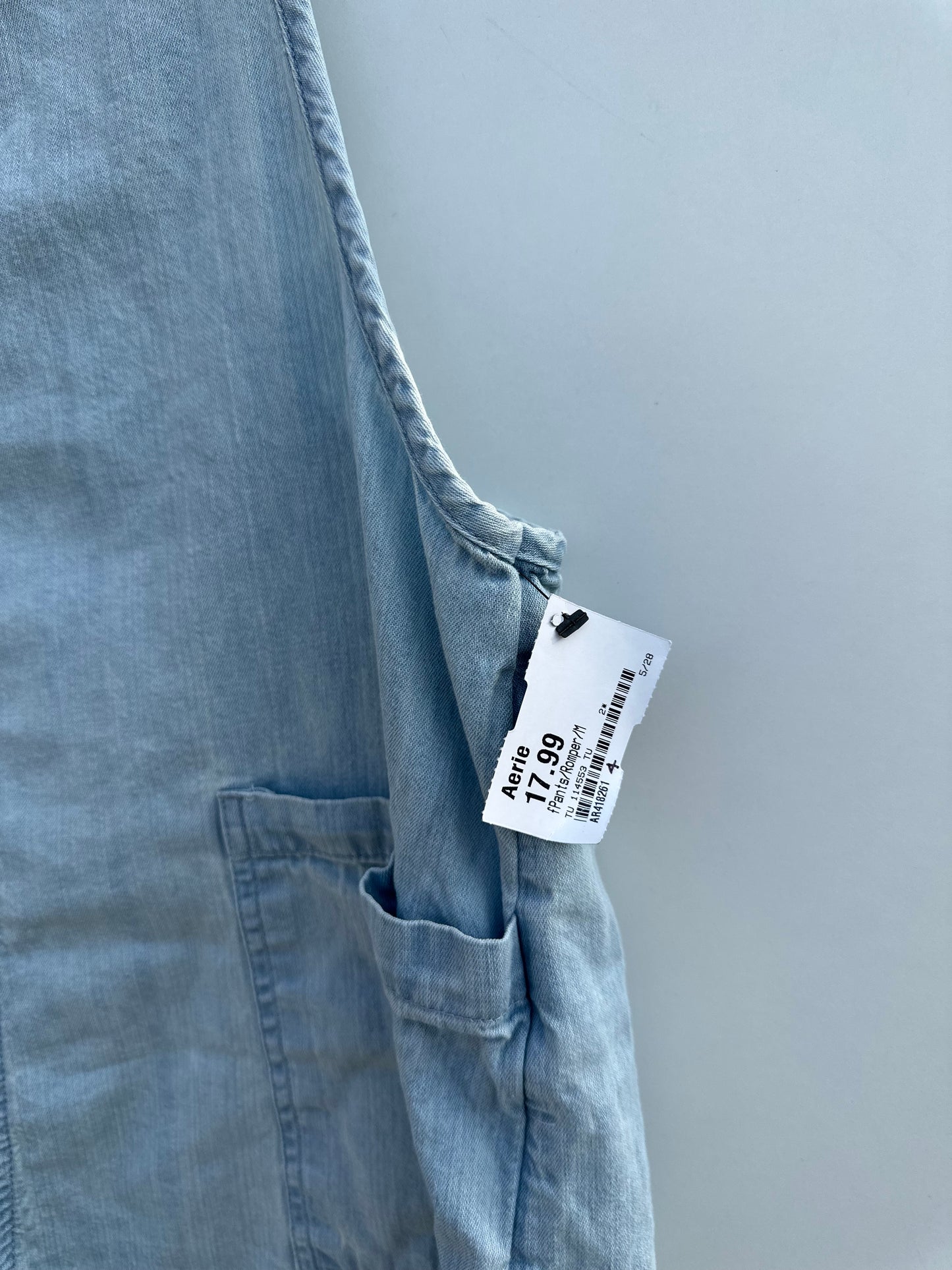 Aerie blue tie shoulder shortall sz Medium