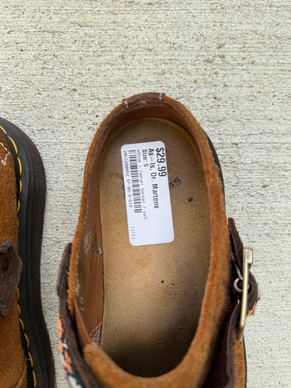 Doc Martens brown isham suede and jacquauadd mules women’s 5 as-is