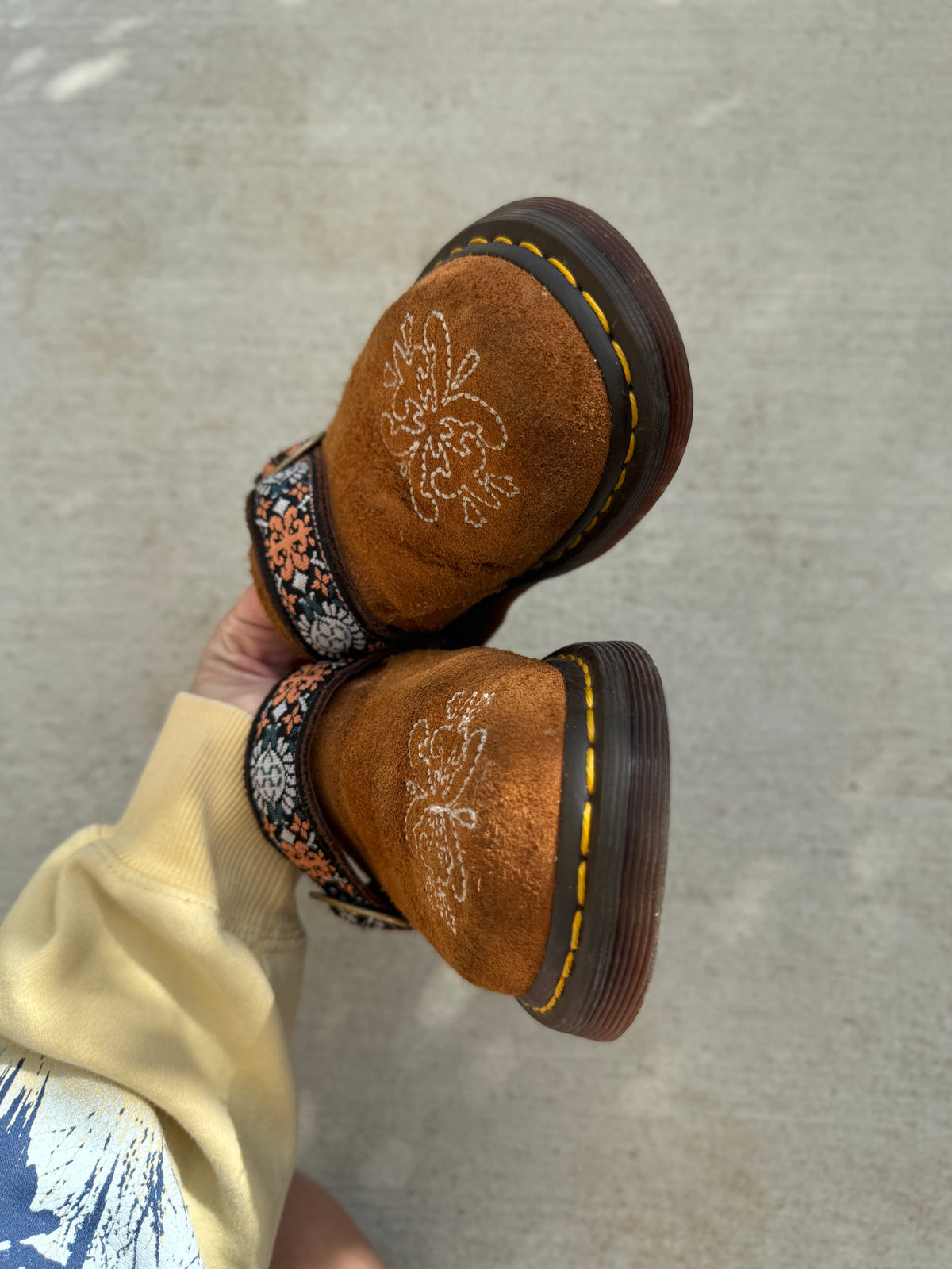 Doc Martens brown isham suede and jacquauadd mules women’s 5 as-is