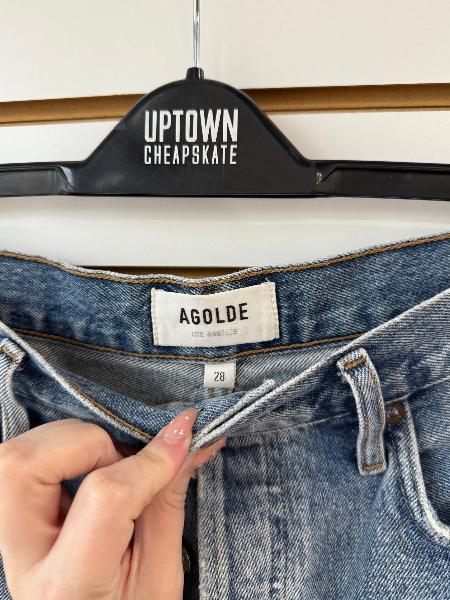 Agolde Dee high rise denim shorts size 28