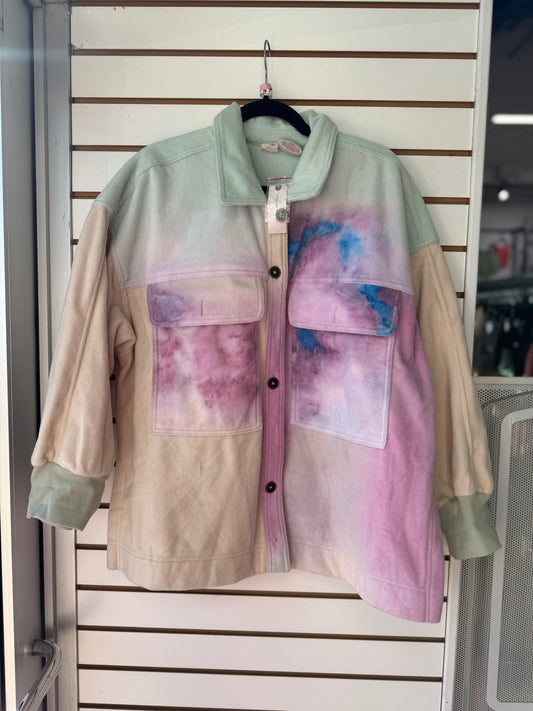 NWT Pilcro Anthropologie Cotton Microfleece Button-Front Jacket size Medium