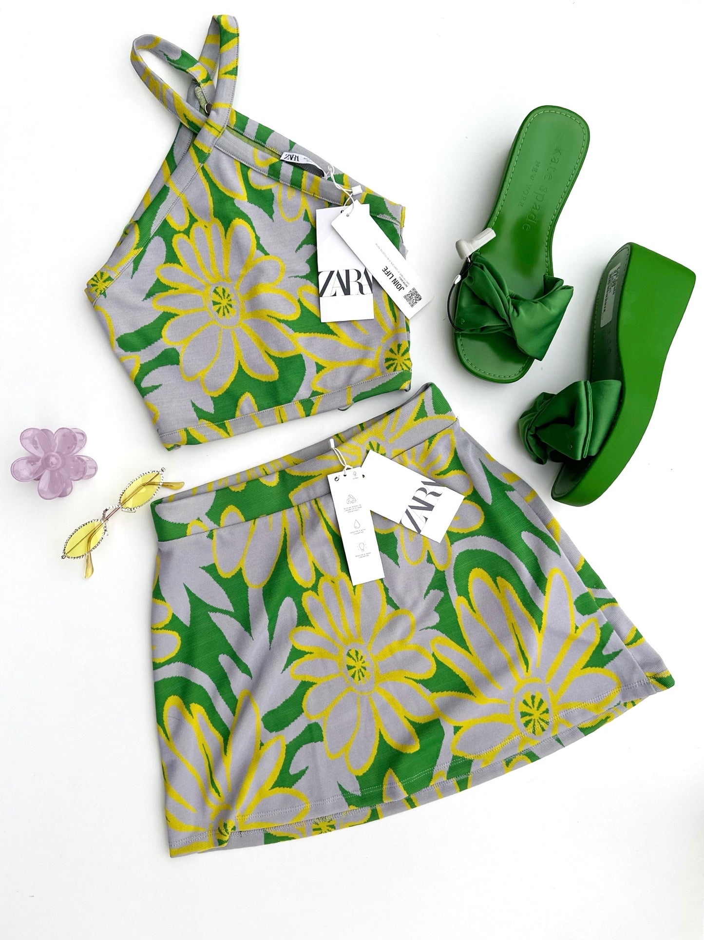 Kate Spade green Bikini Bow platform wedge size 8