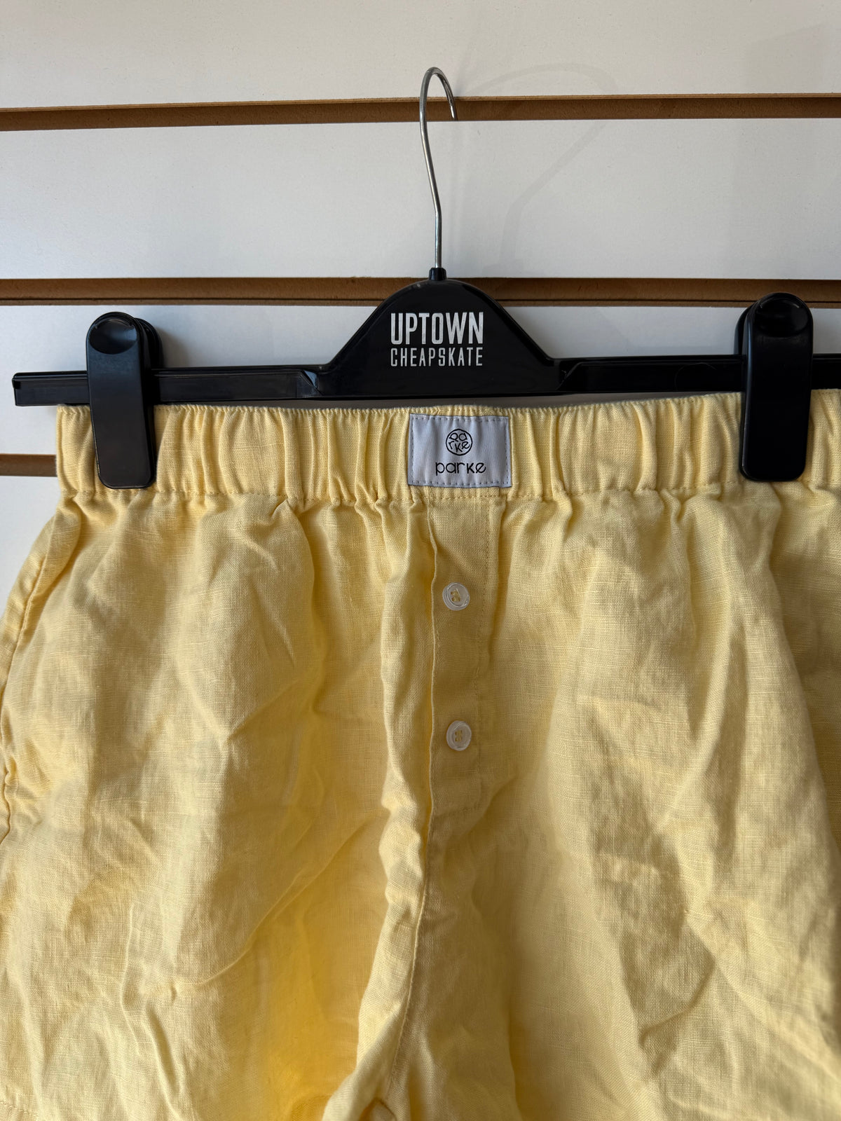 Parke yellow linen shorts size small (small flaw on back)