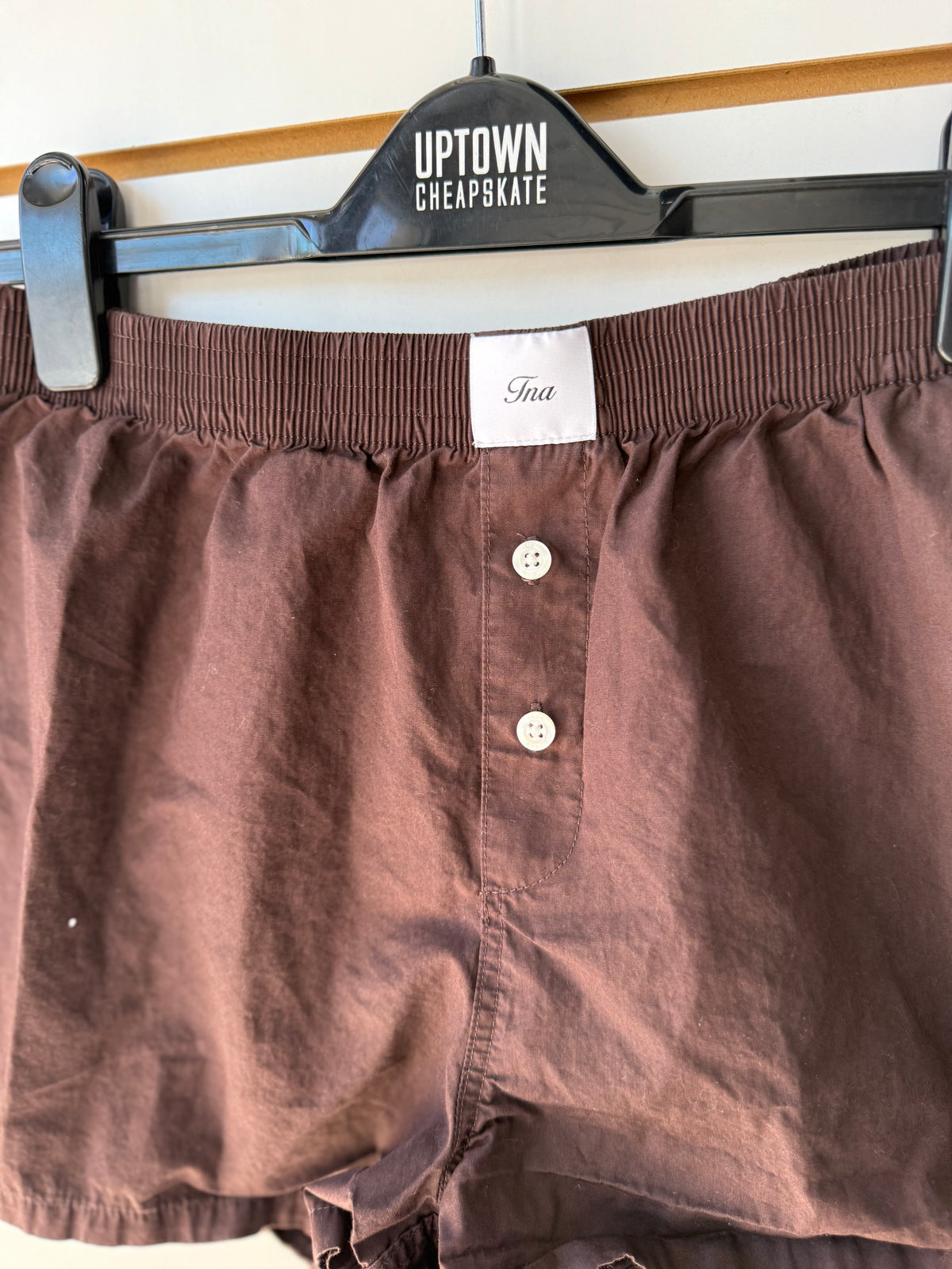 TNA Aritzia brown boxer shorts size small