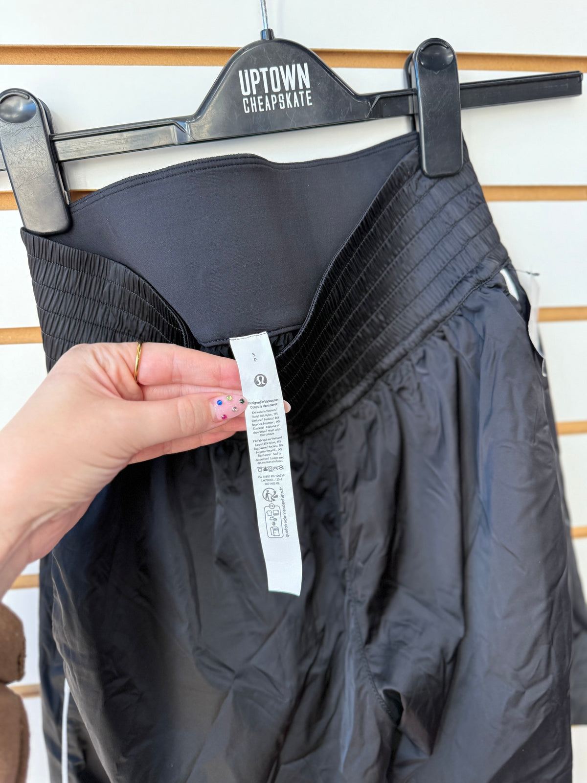Lululemon black stretch satin shorts size S