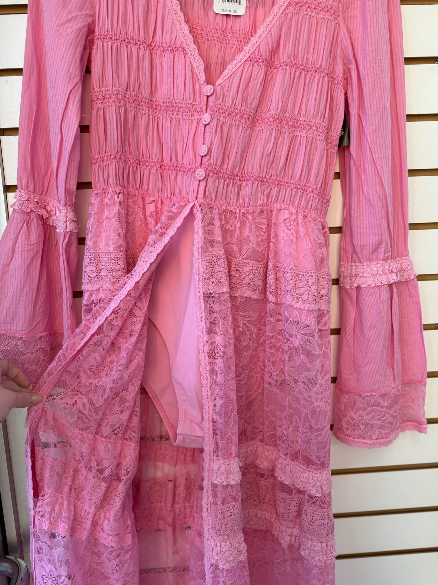 NWT Intimately Free People Sweet Saloon pink maxi bodysuit size medium