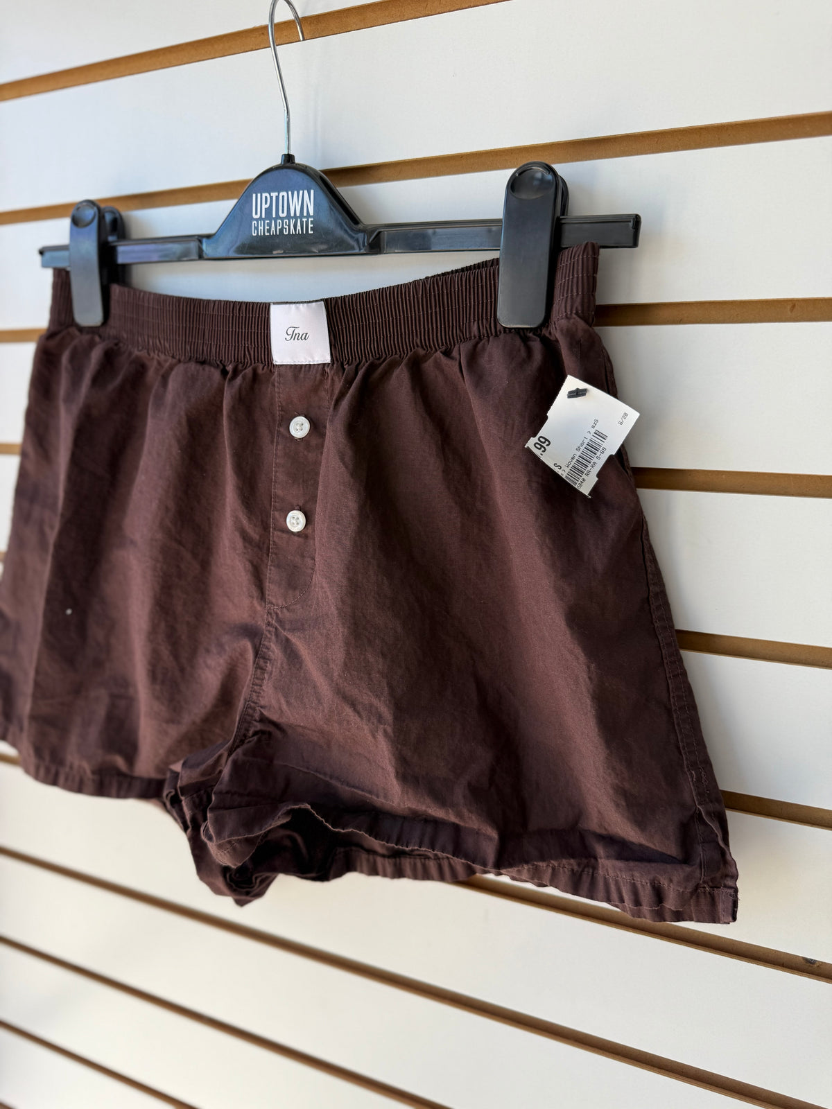 TNA Aritzia brown boxer shorts size small