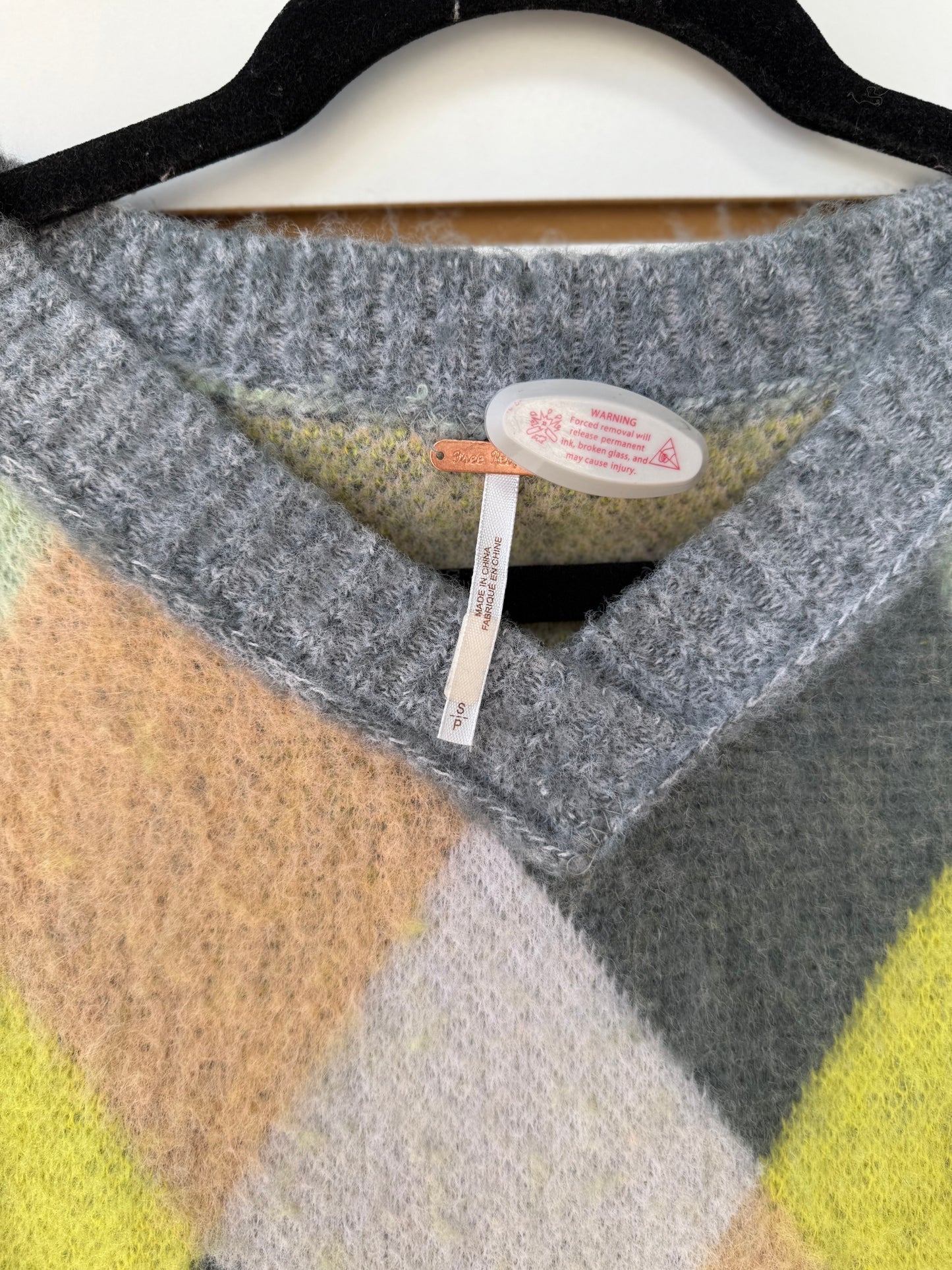 Free People Quinn argyle sweater vest Small