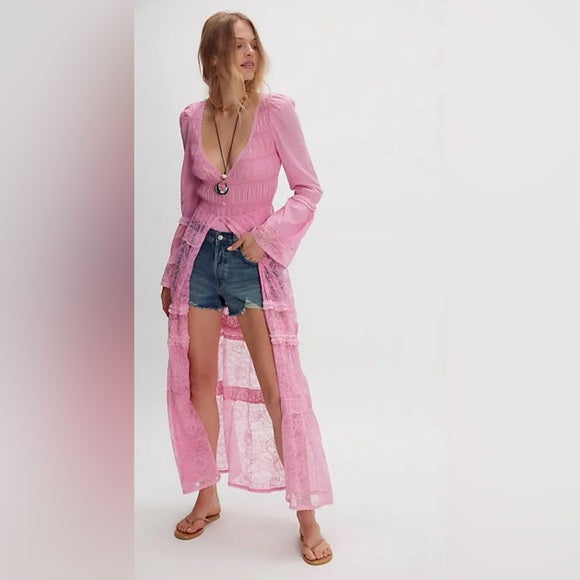 NWT Intimately Free People Sweet Saloon pink maxi bodysuit size medium