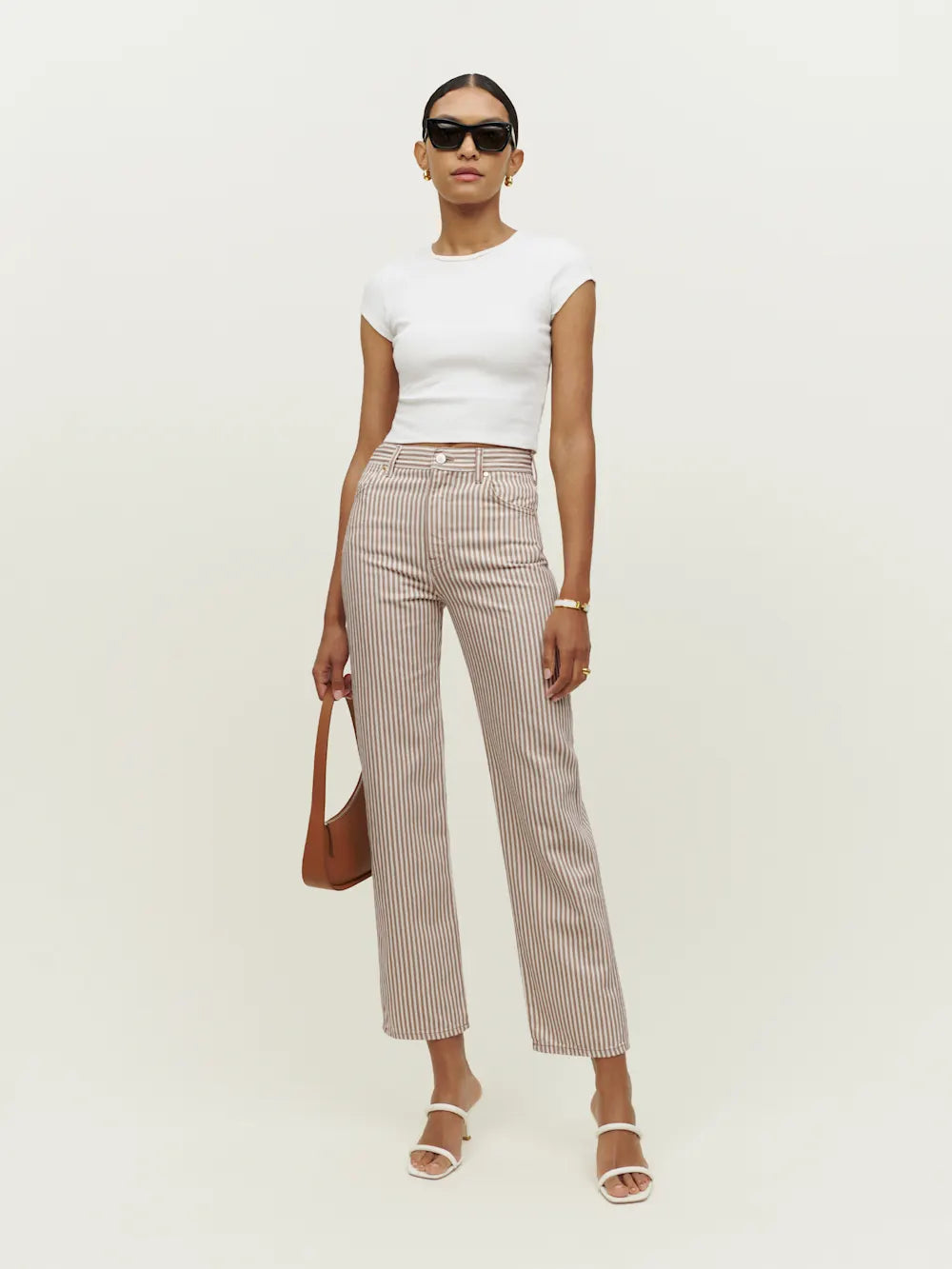 Reformation Cowboy Striped High Rise Straight Jeans size 26