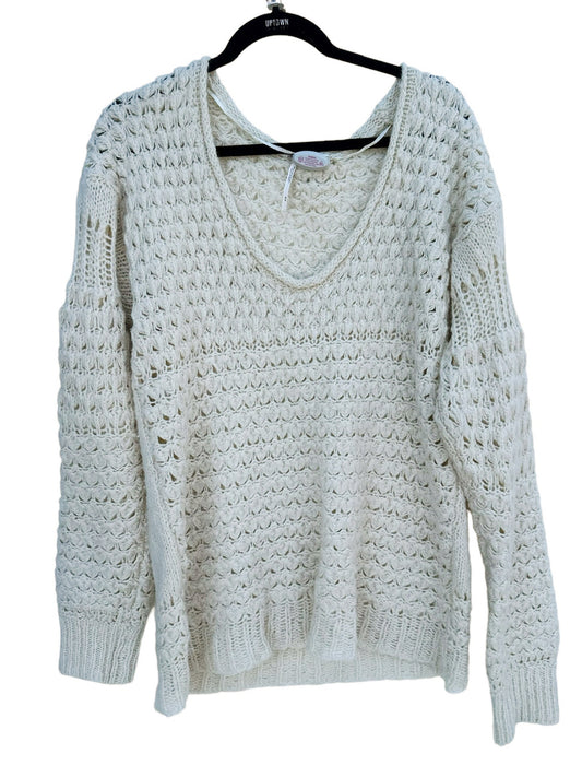 Free People oversized knit cream sweater (medium)