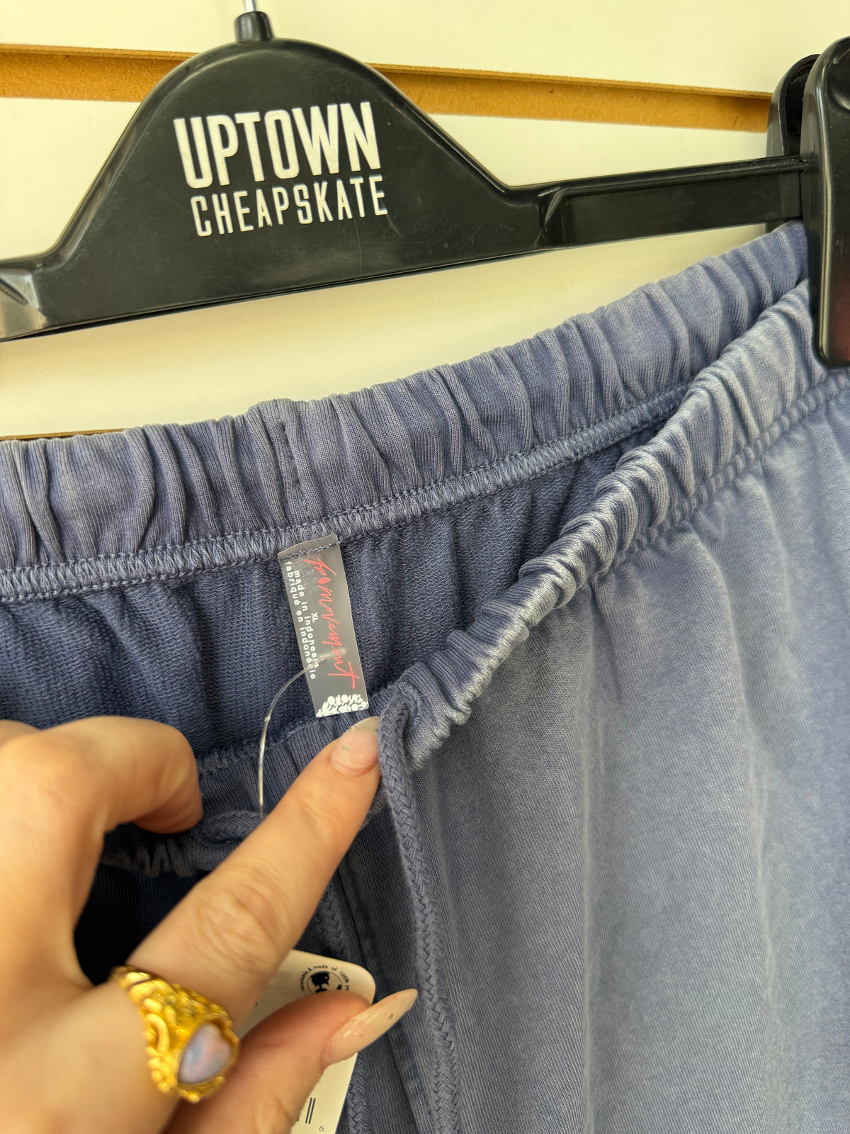 NWT Free People Movement blue down by the bay long sweat shorts size XL